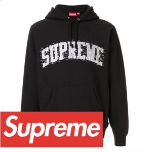 Authentic Supreme black logo hoodie